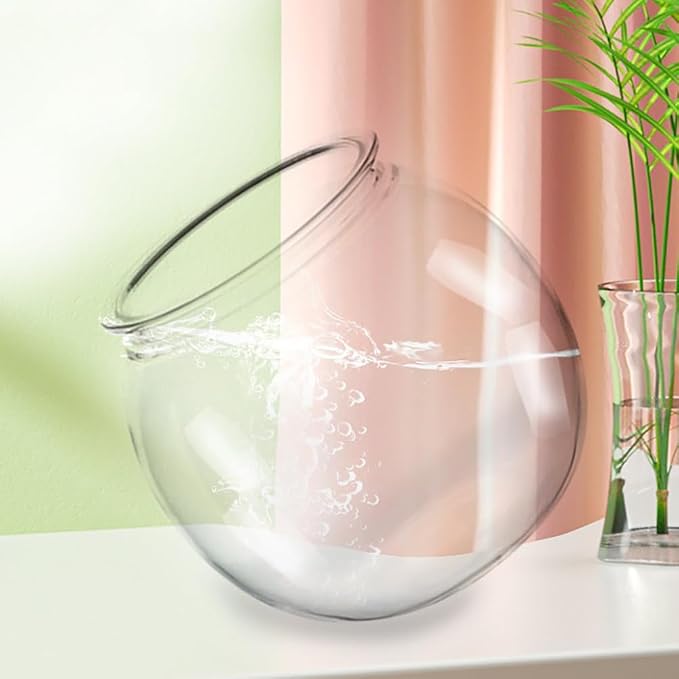Small Clear Plastic Fish Bowl Mini Decorative Goldfish Bowl Heavy Duty Round Vase Transparent Table Centerpiece Vase Desktop Aquarium Bowls Christmas Candy Container for Home Decorations