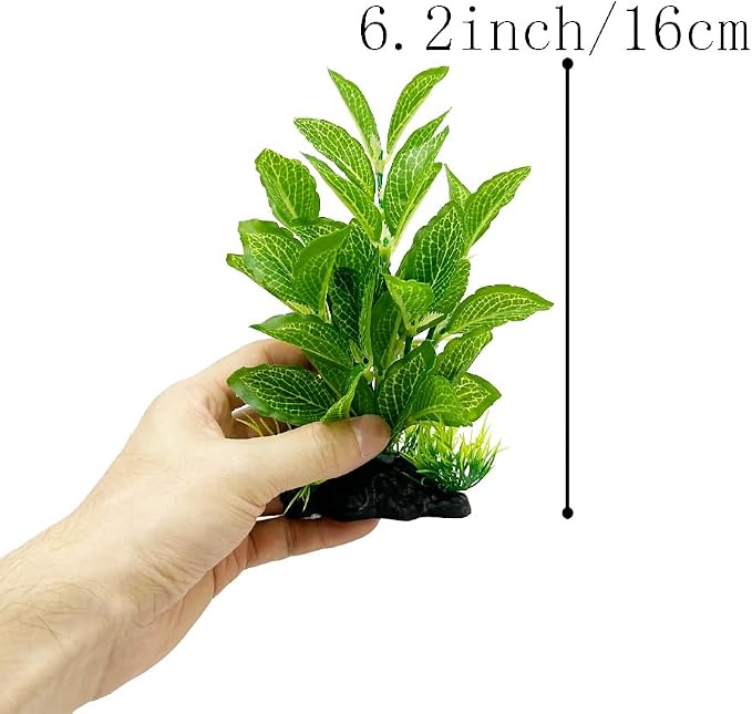 2pcs Set Aquarium Decor Plants Betta Fish Tank Decorations Soft Silk Artificial Plant Goldfish Waterscape Fish Hides Snake Tank/Reptiles Plants (Green-2pcs-Set)