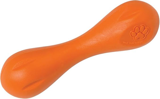 WEST PAW Zogoflex Hurley Dog Bone Chew Toy – Floatable Pet Toys for Aggressive Chewers, Catch, Fetch – Bright-Colored Bones for Dogs – Recyclable, Dishwasher-Safe, Non-Toxic, X-Small, Tangerine