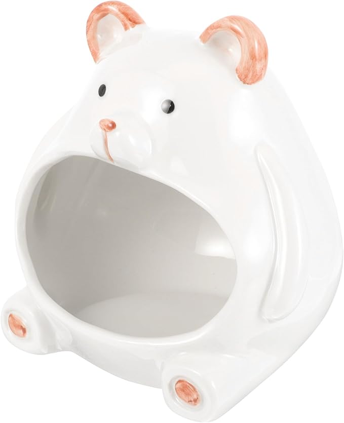 Cooling Ceramic Hamster House Cute Cartoon Hideout Small Pet Nest for Guinea Pig and Dwarf Hamsters Summer Cooling Shelter for Rest and Activity