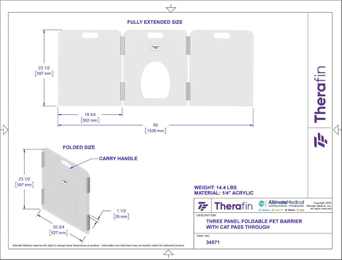 Pet Barrier (3-Panel (Cat Pass Through))
