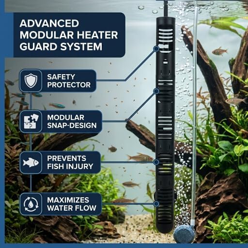 GOTOTOP Fish Heater Cover Aquarium Heater Protective Case Fish Heater Guard Detachable Designed Cover with Suction Cups #3 14.37in
