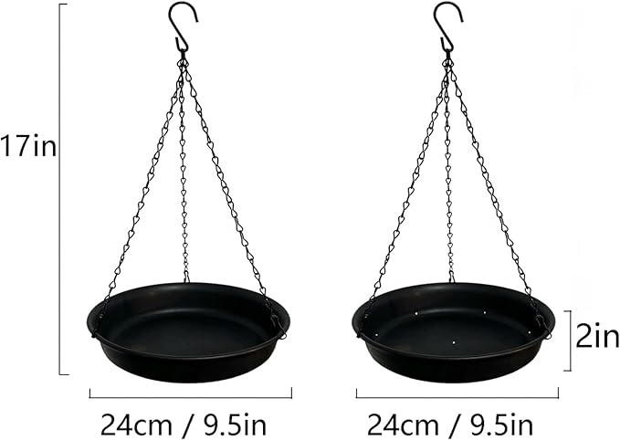 Birdseed Tray & Bird Bath for Hanging Outside 9 1/2 inches Diameter Bird Feeder Tray and Wildbird Water Bowl for Outdoor One Seed Tray and One Waterer
