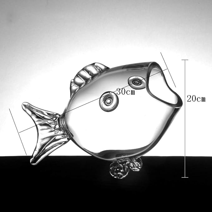 Fish Bowls Creative Fish Tank Aquarium Fish-Shaped Glass Fish Tank Goldfish Tank Living Room Turtle Tank Fish & Aquariums-M, Medium