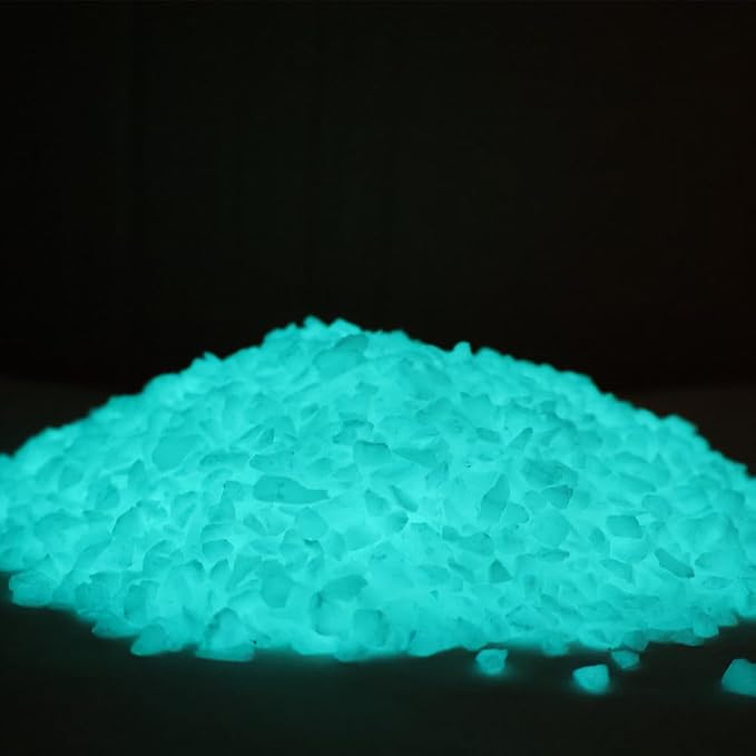 Glow in the Dark Gravel Stones,Aquarium Gravel,Aquarium Sand,Decorative Glow Gravel Rocks for Fairy Garden Fish Tank Succulents Pot Vase Filler Decor, 1 Pound (Blue Green, 3-5mm)