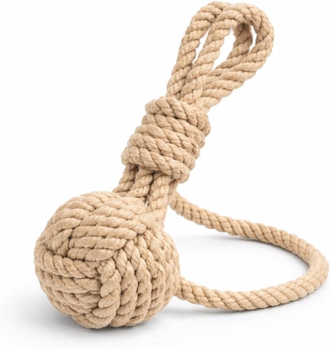 Natural Hemp Rope Dog Toy, Eco-Friendly Tug Toy for Interactive Play & Fetch, Safe Non-Toxic Alternative to Synthetic Rope Toys, Light to Moderate Chewers, Medium