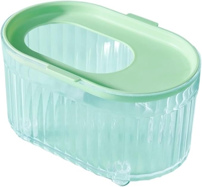Hamster Sand Bath Container with Climbing Ladder - Panoramic Transparent Chinchilla Dust Bath House Splash-Proof Bathing Hamster Litter Box(Green)