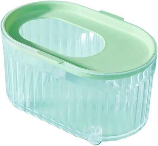 Hamster Sand Bath Container with Climbing Ladder - Panoramic Transparent Chinchilla Dust Bath House Splash-Proof Bathing Hamster Litter Box(Green)