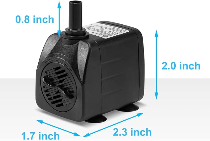 DaToo 160GPH 10W Submersible Water Pump Fountain Pump Ultra Quiet For Aquariums Fish Tank Pond Fountain Statuary Water Feature Hydroponics