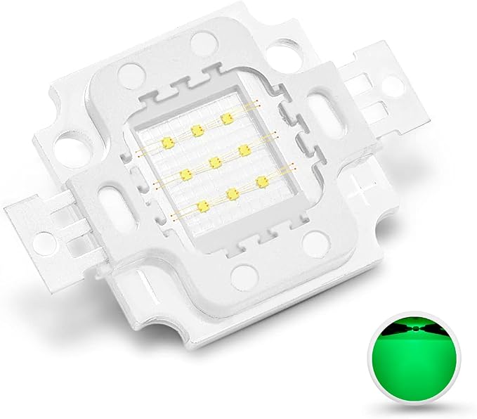 CHANZON High Power Led Chip 10W Green | (900mA / DC 9V - 11V / 10 Watt) Super Bright Intensity SMD COB Light Emitter Components Diode Bulb Lamp Beads DIY Lighting