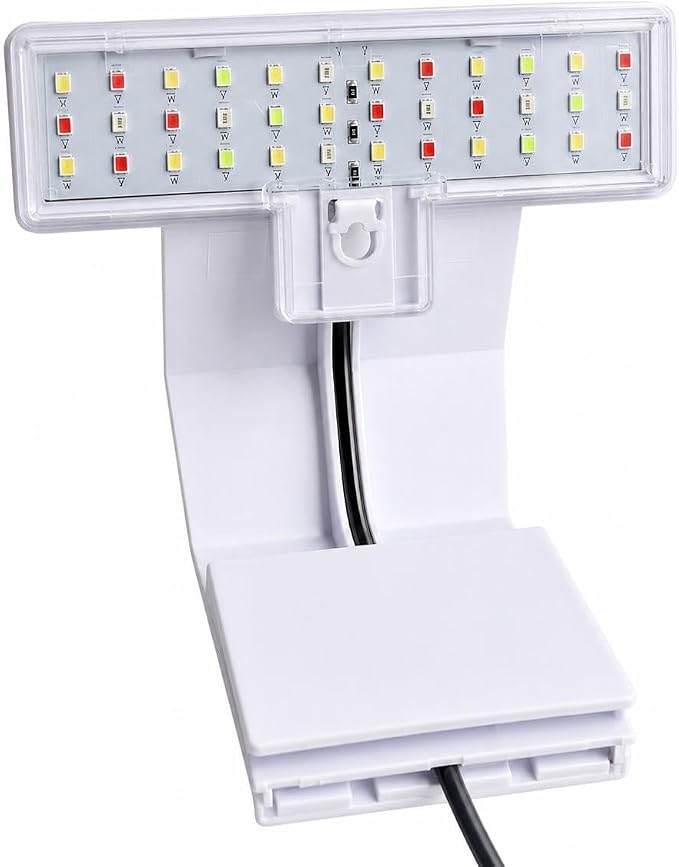 7W Nano Aquarium Light Clip-On Fish Tank Light with Timer & 9-Level Dimming&3 Colors for 1-5 Gallon Tanks, USB LED Full Spectrum Light (Adapter Not Included)