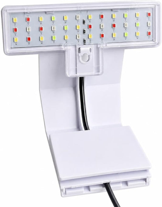 7W Nano Aquarium Light Clip-On Fish Tank Light with Timer & 9-Level Dimming&3 Colors for 1-5 Gallon Tanks, USB LED Full Spectrum Light (Adapter Not Included)