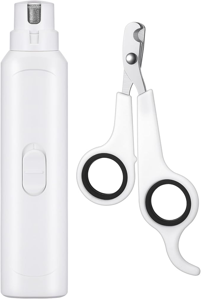 Lasnten 2 Pcs Bird Nail Grinder with Clipper Bird Nail Trimmer File Pet Grooming Tool for Parrot Budgerigars Parakeets Myna Conure Finches Lovebirds(White)