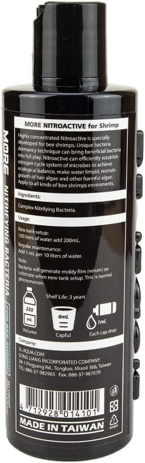 SL-Aqua Black More Nitroactive Nitrifying Bacteria for Freshwater Bee Shrimp (250mL)