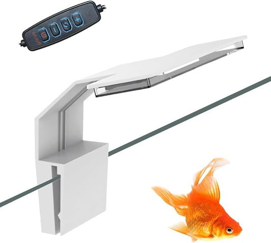 Clip-on Aquarium Light,Full Spectrum LED Fish Tank Plant Light with 4 Colors Dimming for Up to 0.7cm Thickness Tank
