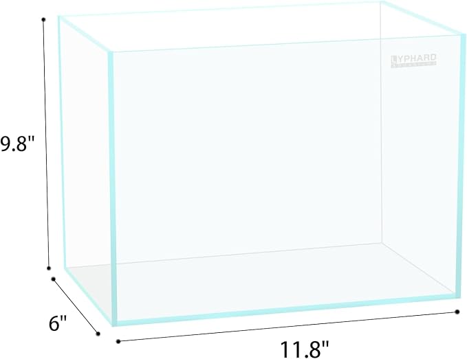2.9 Gallon Rimless Aquarium, Ultra Clear Glass Low Iron Aquarium Tank, Small Fish Tank for Betta, L11.8×W5.9×H9.8 Inches Thickness 5mm with EVA Foam Mat Included