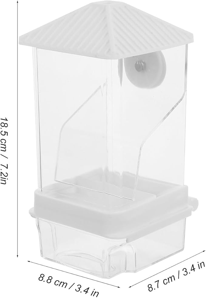 Cabilock Automatic No-Spill Bird Feeder with Anti-Splash Design White Pet Bird Feeding Station and Seed Container for Small Parrot Species