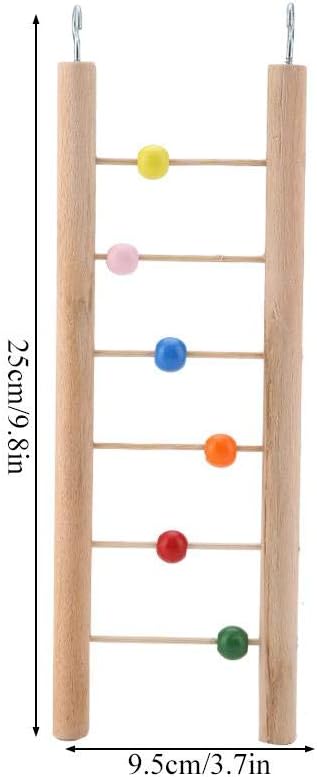 Parrot Ladder, Wooden 6 Ladder Climbing Toy Hanging Swing for Bird Parrot Parakeet Cockatiel Macaw African Grey Cockatoo Lovebird Finch(Beads) Ladders