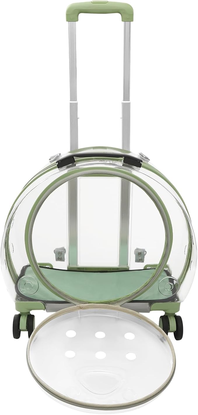 Cat Backpack Carrier, Transparent & Breathable Cat Carrier with Wheels, Large Space Bubble Pet Backpack for Kitty Dog Bunny Up to 20lbs, Multiple Carrying Options, Perfect for Traveling/Taking a Walk