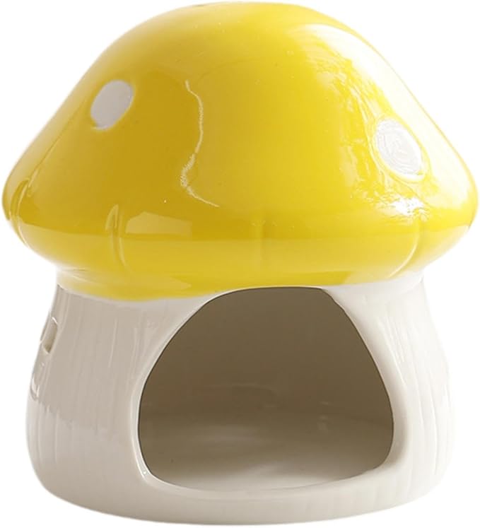 Baoblaze Ceramic Hamster House Habitat Multifunction Cute Hamster Hide Bed Cave for Chipmunk Small Animals Dwarf, Yellow