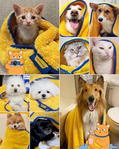 PETHROOM Ultra Absorbent Pet Towel | Quick-Drying, Soft Microfiber Dog & Cat Bath Towel | Lightweight, Durable, Fast Water-Soaking | Ideal for All Breeds (Large) 23.6" x 47.2" (Pack of 2)