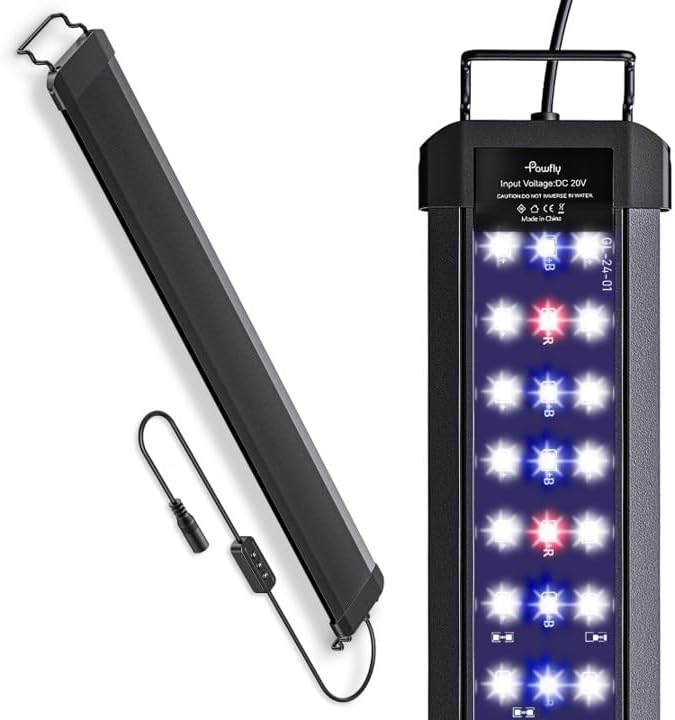 Pawfly 18 W Terrarium Reptile LED Light for 24" to 30" Terrarium Extendable Reptile Tank Light with Full Spectrum Brilliant White Blue Red Lights with Day & Night Modes and Adjustable Brightness