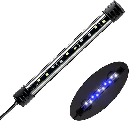 DaToo LED Aquarium Light 3 W Underwater USB Fish Tank Light White and Blue Submersible Aquarium Light 7in