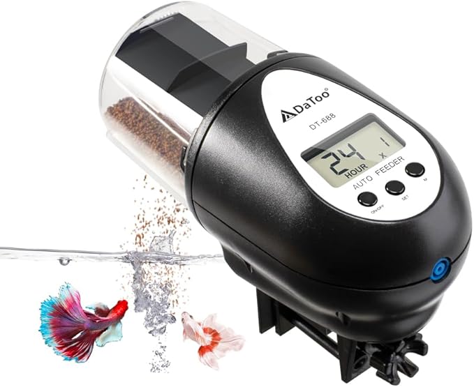 DaToo Aquarium Automatic Fish Feeder for Small Tank Auto Fish Food Dispenser Timer Vacation Betta Feeder with Moisture-Proof Air Hole and LCD Display