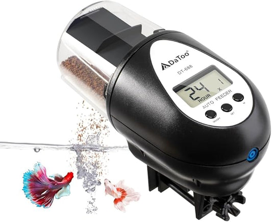 DaToo Aquarium Automatic Fish Feeder for Small Tank Auto Fish Food Dispenser Timer Vacation Betta Feeder with Moisture-Proof Air Hole and LCD Display
