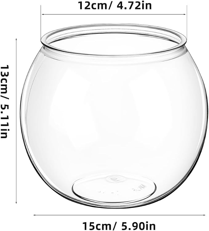 Mipcase Transparent Plastic Fish Tank Globe 5.90 in Desktop Fish Bowl for Home Office Unbreakable Tank Decor Round Aquarium Style Tabletop Display