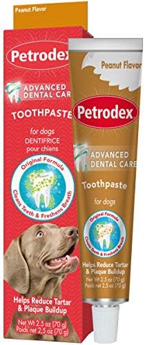 Petrodex Toothpaste for Dogs and Puppies, Cleans Teeth and Fights Bad Breath, Reduces Plaque and Tartar Formation, Enzymatic Toothpaste, Peanut Flavor, 2.5oz