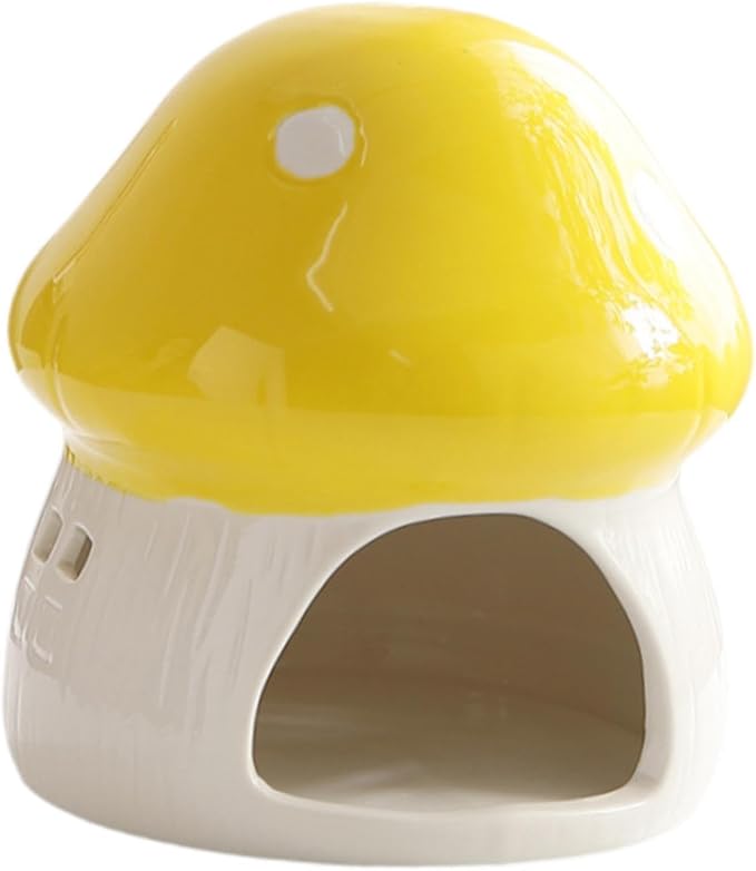 Ceramic Hamster House Guinea Pig Hideout Outdoor Creative Sturdy Habitat Hideaway House for Rats Chipmunk Squirrels, Yellow