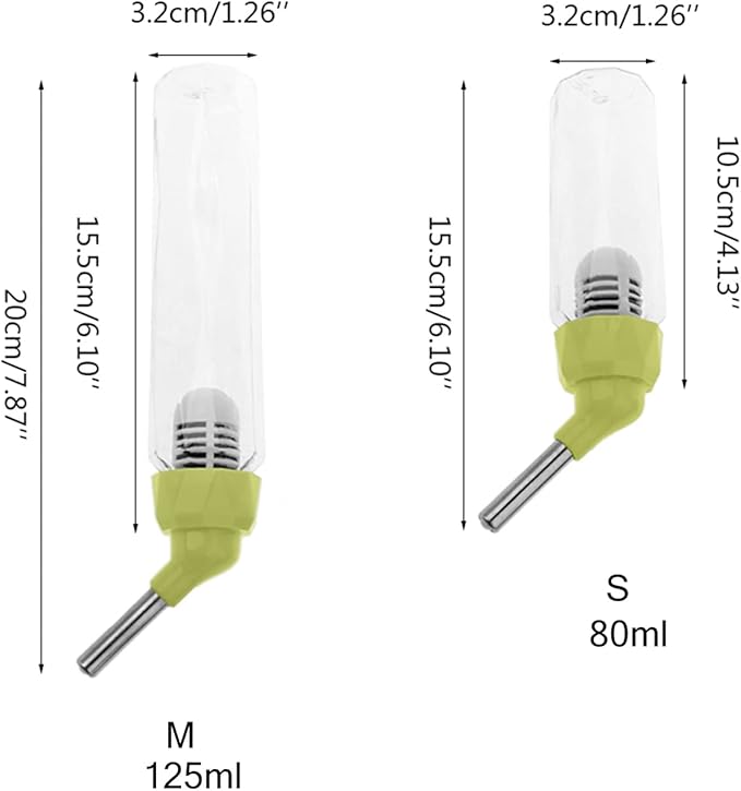 Waterers 80ml/125ml Water Bottles Dispenser for Small Animals Guinea Pigs Hamster No-Drip Design