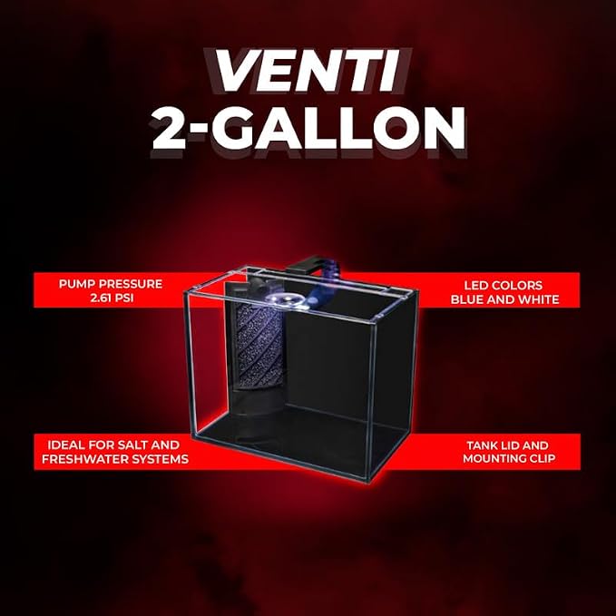 Aquatop Venti Professional Showcase Glass Aquarium Kit, 2-Gal – All-in-One Freshwater with LED Light - Breza Air Pump & Replaceable Filter Cartridge | Freshwater setup, LED light, Breza air pump, replaceable filter cartridge