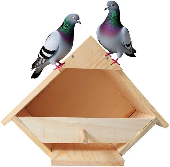 Weatherproof Solid Wood Dove Nesting Box - Outdoor Handmade Bird House with Triangular Entry | Attracts Mourning Doves