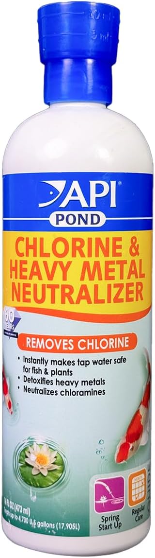API POND CHLORINE & HEAVY METAL NEUTRALIZER Pond Water Neutralizer 16-Ounce Bottle