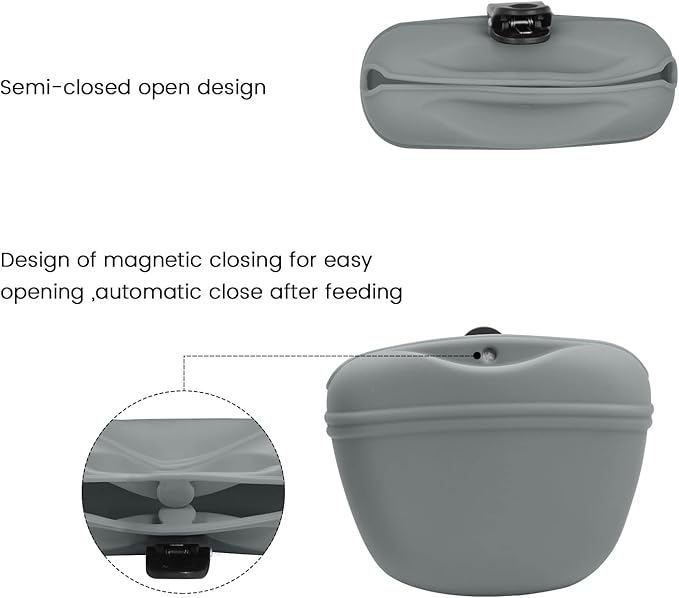 AUDWUD Silicone Dog Treat Pouch,with Dog Training Clicker,Clip on Portable Training Container,Convenient Magnetic Buckle Closing and Upgraded Waist Clip for Enhanced Stability