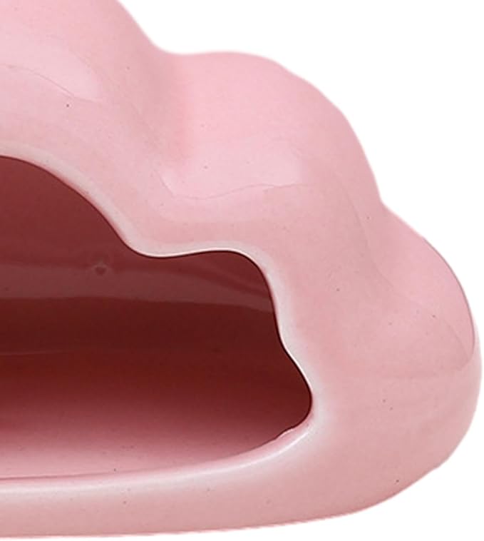 Hamster Hideout Ceramic Hamster House Pet Nesting Hut Summer Cooling Cabin Hamster Nest Pet Cage Decor for Critter Lemmings Chinchilla Playing (Pink)
