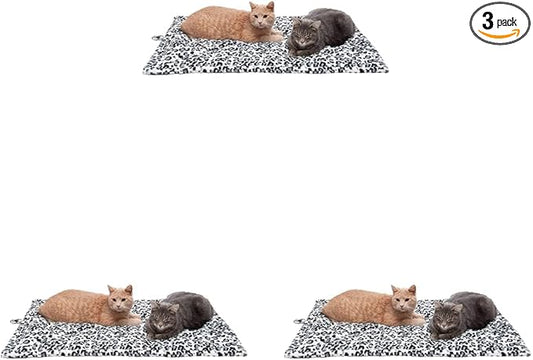 Furhaven ThermaNAP Self-Warming Cat Bed for Indoor Cats & Large/Medium Dogs, Washable & Reflects Body Heat - Quilted Faux Fur Reflective Bed Mat - Snow Leopard, Large (Pack of 3)