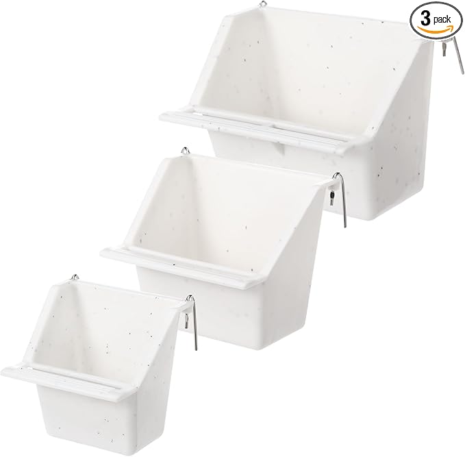 LemonRoad 3 Pcs Bird Cage Feeders Winged Plastic Cup Universal Cage Waterer Milky White Food Dishes Bowl Pet Supplies Accessories for Small Bird