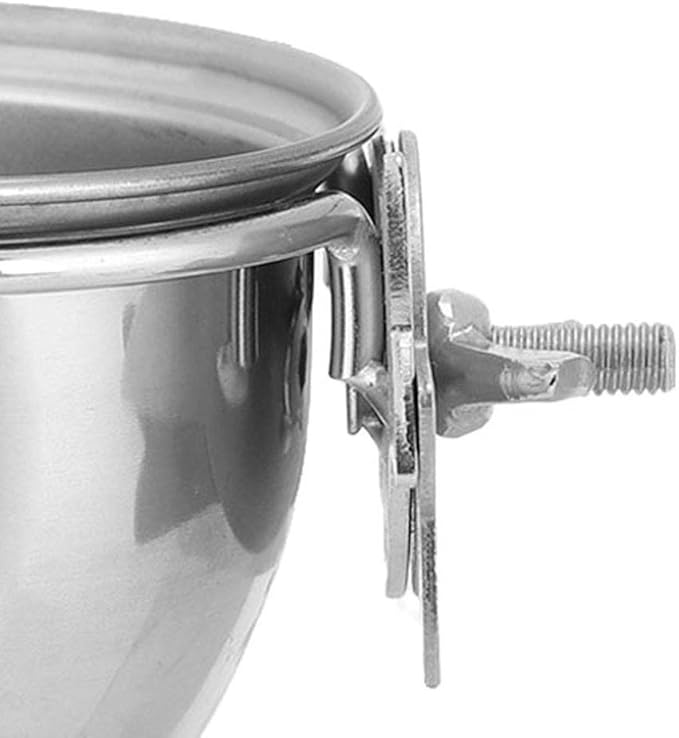 SYH&AQYE Stainless Steel Bird Food Water Coop Cup, Bird Feeding Dish Feeder with Clamp Holder for Macaw African Greys Budgies (8.5cm)