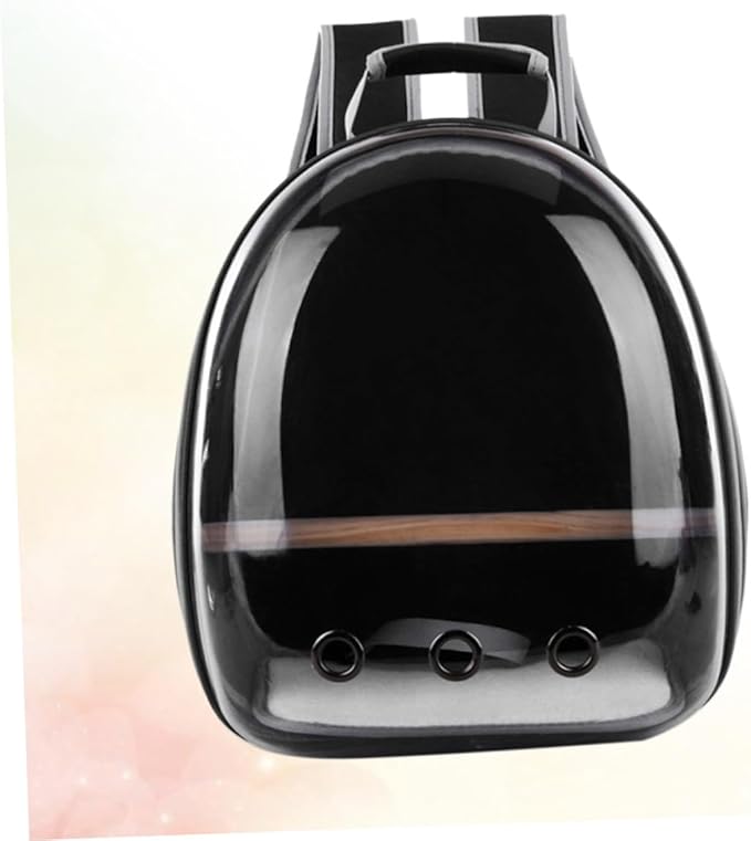 Abaodam Portable Parrot Backpack Ventilation Wooden Perch Breathable Outdoor Carry Bag for Pets Stylish Transparent Design for Comfortable Travel Black