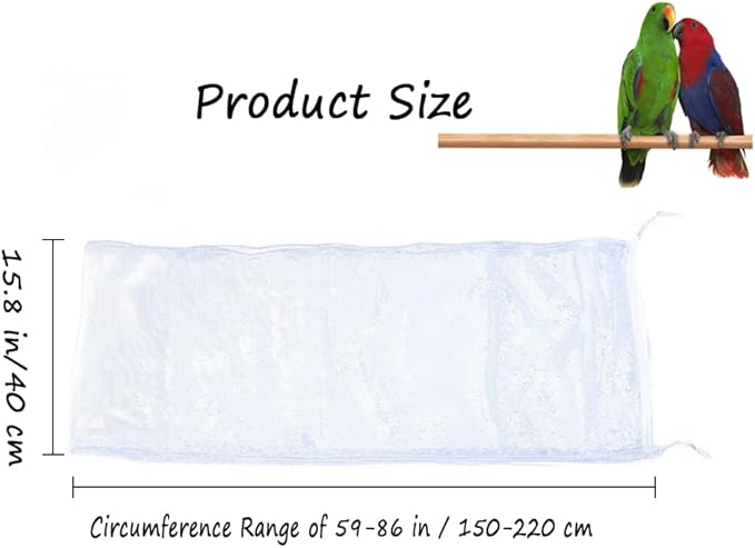 ZMD Bird Cage Seed Catcher, Large Birdcage Cover Adjustable Airy Nylon Mesh Net Birdcage Cover Skirt with Drawstring Seed Guard for Parrot Lovebirds Finches, White