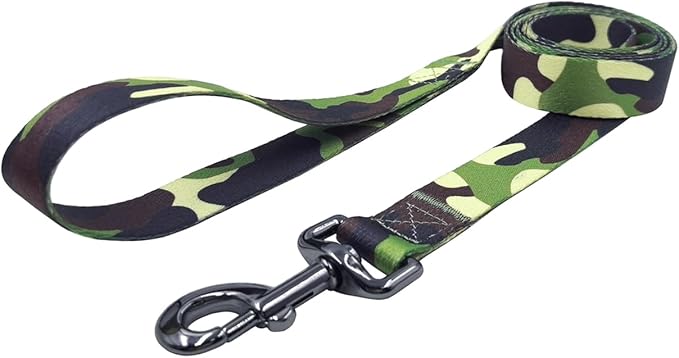 Dog Collar Leash Set, Camouflage Pattern, Polyester Material, Adjustable Collar and 5ft Matching Leash, for Large Dogs.(L, Camo)