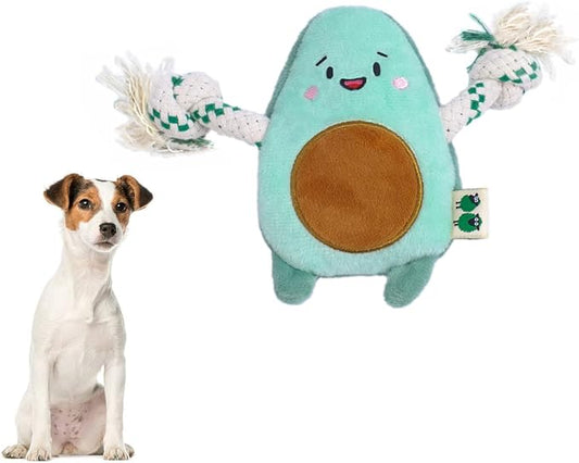 Green Sheep Puppy Plush Dog Toy, No Stuffing Squeaky Toy with Recycled Cotton Rope for Teething, Comfort and Gentle Play, Small Dogs and Puppies, Avacado