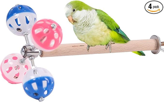 Bird Stand Perch Toy with Rotating Balls,Parakeet Stand Perch Toy for Metal Cage, Fun Toy for Parrots Cockatiels Budgies Budgerigars Parrotlets Lovebirds Ringne.