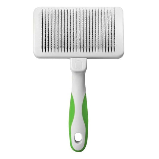 Andis 40160 Self-Cleaning Animal Slicker Brush - Grooming Brush for Pet Deshedding Fur - Reduces Shedding Up to 90%, Removes Tangles, Dirt & Loose Hair - Ideal Gift for Pet Lovers – White,Silver