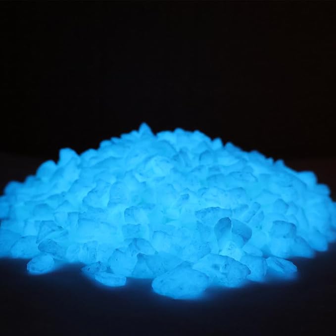 Glow in the Dark Gravel Stones,Aquarium Gravel,Aquarium Sand,Decorative Glow Gravel Rocks for Fairy Garden Fish Tank Succulents Pot Vase Filler Decor, 1 Pound (Sky Blue, 3-5mm)