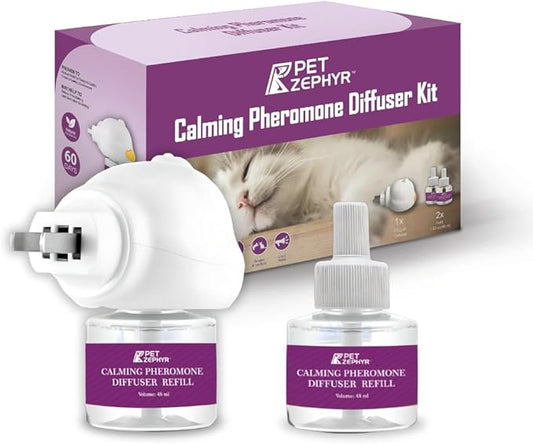 Cat Calming Pheromone Diffuser - 1 Diffuser Head & 2 Refills for 60 Days - Anxiety Relief Cat Essentials Products - Calm Cats Accessories - Cat Pee Prevention Supplies