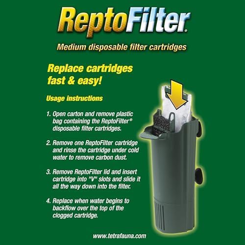 Tetra ReptoFilter Medium Filter Cartridges for Terrariums, 3 Count | For TetraFauna ReptoFilter 20 gal, Viquarium & Decorative ReptoFilter, Removea Debris, Waste & Odors, Replace Every 4 Weeks